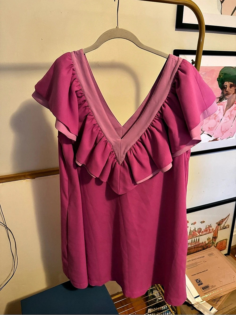 Emily McCarthy Pink Ruffle Mini Dress Size Small